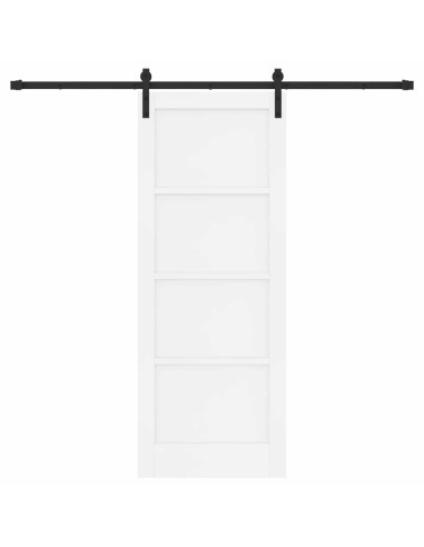 Porta scorrevole 78 x 202 cm Legno ingegnerizzato Bianco e Nero
