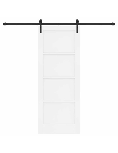 Porta scorrevole 78 x 202 cm Legno ingegnerizzato Bianco e Nero