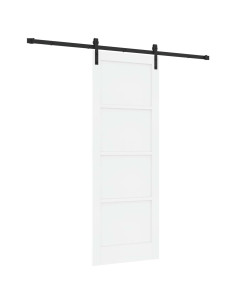 Porta scorrevole 78 x 211 cm Legno ingegnerizzato Bianco e Nero 2