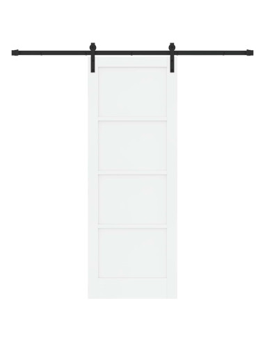 Porta scorrevole 78 x 211 cm Legno ingegnerizzato Bianco e Nero