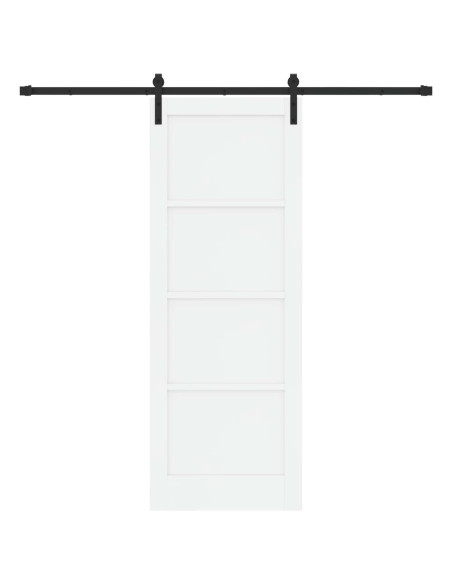Porta scorrevole 78 x 211 cm Legno ingegnerizzato Bianco e Nero
