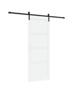 Porta scorrevole 83 x 211 cm Legno ingegnerizzato Bianco e Nero 2