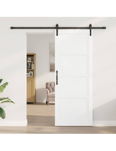 Porta scorrevole 83 x 211 cm Legno ingegnerizzato Bianco e Nero