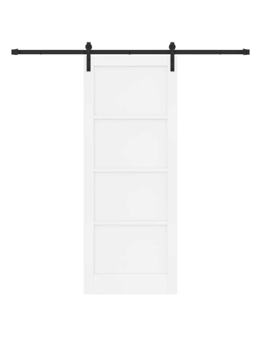 Porta scorrevole 83 x 211 cm Legno ingegnerizzato Bianco e Nero