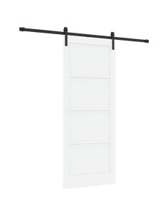 Porta scorrevole 86 x 211 cm Legno ingegnerizzato Bianco e Nero 2