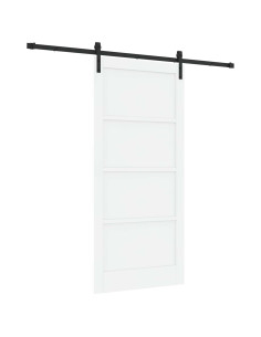 Porta scorrevole 93 x 202 cm Legno ingegnerizzato Bianco e Nero 2