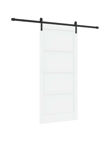 Porta scorrevole 93 x 202 cm Legno ingegnerizzato Bianco e Nero