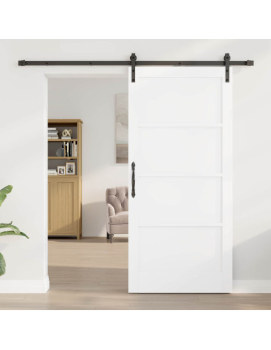 Porta scorrevole 93 x 202 cm Legno ingegnerizzato Bianco e Nero