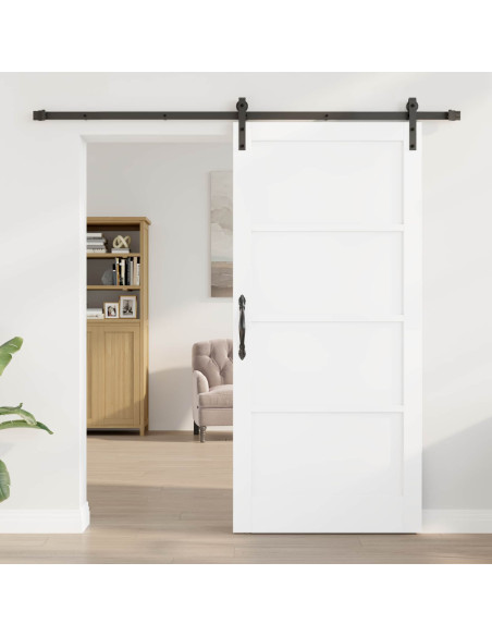 Porta scorrevole 93 x 202 cm Legno ingegnerizzato Bianco e Nero
