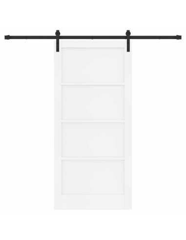 Porta scorrevole 93 x 202 cm Legno ingegnerizzato Bianco e Nero
