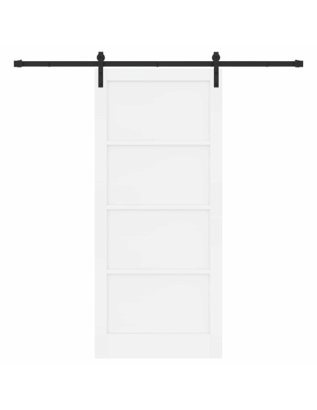 Porta scorrevole 93 x 211 cm Legno ingegnerizzato Bianco e Nero