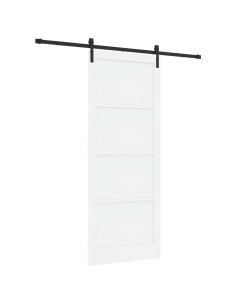 Porta scorrevole 93 x 232 cm Legno ingegnerizzato Bianco e Nero 2