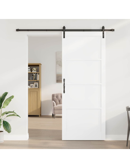 Porta scorrevole 93 x 232 cm Legno ingegnerizzato Bianco e Nero