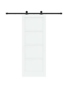 Porta scorrevole 78 x 202 cm Legno ingegnerizzato Bianco e Nero 2