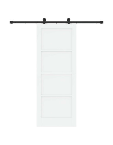 Porta scorrevole 78 x 202 cm Legno ingegnerizzato Bianco e Nero