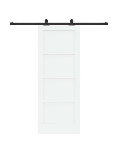 Porta scorrevole 78 x 202 cm Legno ingegnerizzato Bianco e Nero
