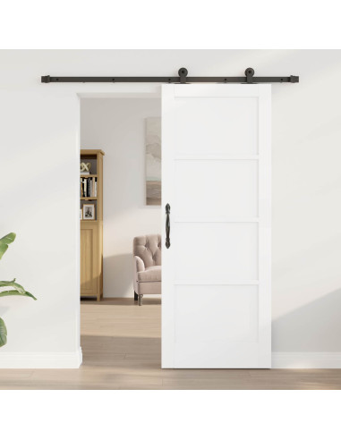 Porta scorrevole 78 x 202 cm Legno ingegnerizzato Bianco e Nero
