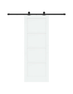 Porta scorrevole 78 x 211 cm Legno ingegnerizzato Bianco e Nero 2