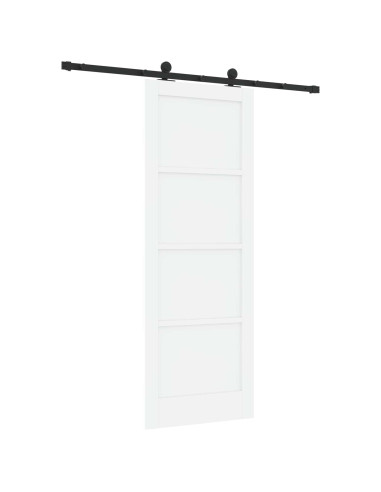 Porta scorrevole 78 x 211 cm Legno ingegnerizzato Bianco e Nero
