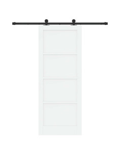 Porta scorrevole 83 x 211 cm Legno ingegnerizzato Bianco e Nero 2