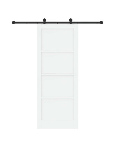 Porta scorrevole 83 x 211 cm Legno ingegnerizzato Bianco e Nero