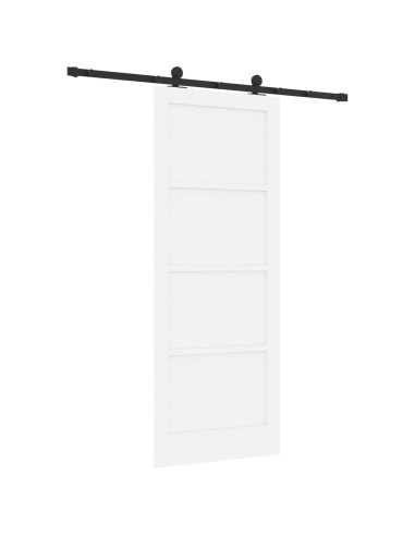 Porta scorrevole 83 x 211 cm Legno ingegnerizzato Bianco e Nero