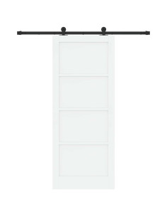 Porta scorrevole 86 x 211 cm Legno ingegnerizzato Bianco e Nero 2