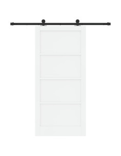 Porta scorrevole 93 x 202 cm Legno ingegnerizzato Bianco e Nero 2