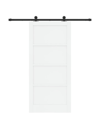Porta scorrevole 93 x 202 cm Legno ingegnerizzato Bianco e Nero