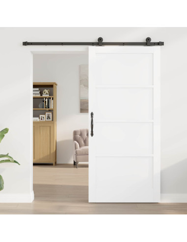 Porta scorrevole 93 x 202 cm Legno ingegnerizzato Bianco e Nero