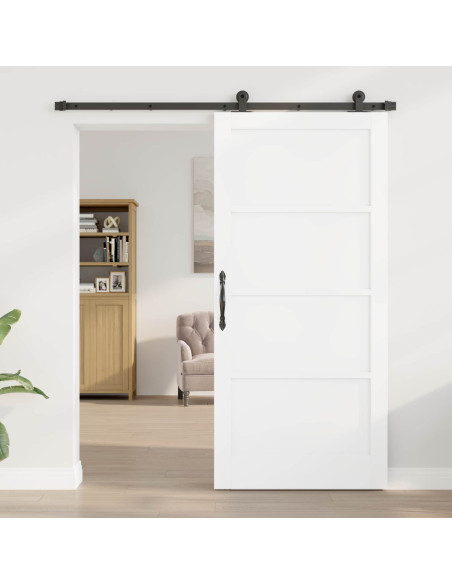 Porta scorrevole 93 x 202 cm Legno ingegnerizzato Bianco e Nero