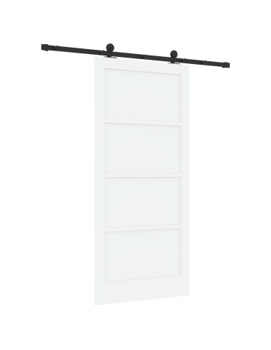 Porta scorrevole 93 x 202 cm Legno ingegnerizzato Bianco e Nero