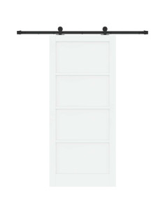 Porta scorrevole 93 x 211 cm Legno ingegnerizzato Bianco e Nero 2