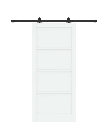 Porta scorrevole 93 x 211 cm Legno ingegnerizzato Bianco e Nero