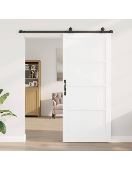Porta scorrevole 93 x 211 cm Legno ingegnerizzato Bianco e Nero