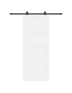 Porta scorrevole 93 x 232 cm Legno ingegnerizzato Bianco e Nero 2