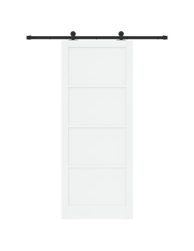 Porta scorrevole 93 x 232 cm Legno ingegnerizzato Bianco e Nero