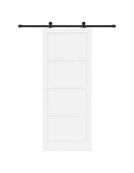 Porta scorrevole 93 x 232 cm Legno ingegnerizzato Bianco e Nero