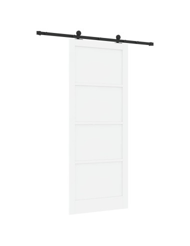 Porta scorrevole 93 x 232 cm Legno ingegnerizzato Bianco e Nero