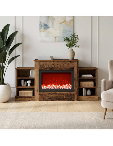 Caminetto elettrico Legno antico 140 x 30 x 67 cm