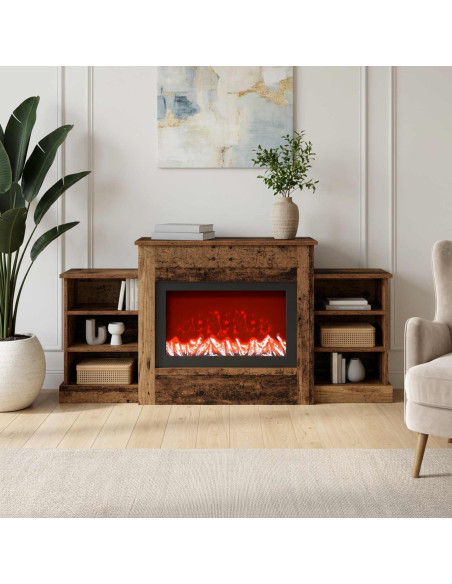 Caminetto elettrico Legno antico 140 x 30 x 67 cm