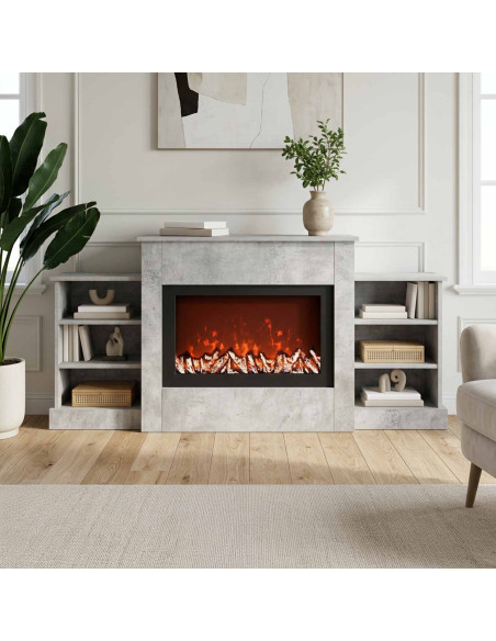 Caminetto elettrico Cemento 140 x 30 x 67 cm