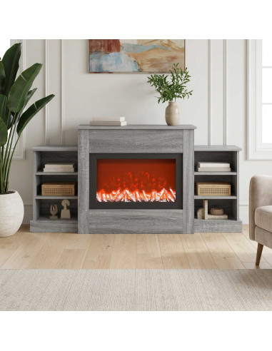 Caminetto elettrico Sonoma grigio 140 x 30 x 67 cm