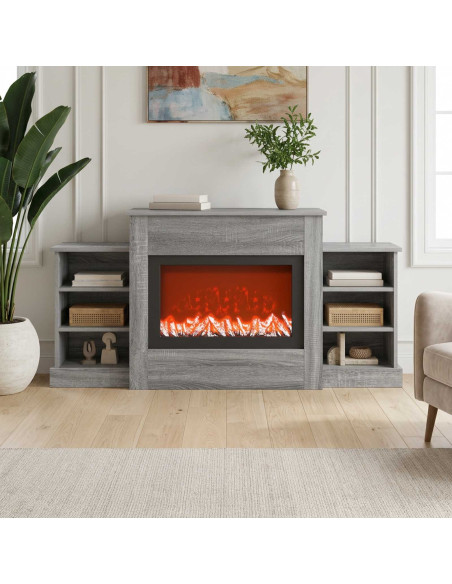 Caminetto elettrico Sonoma grigio 140 x 30 x 67 cm