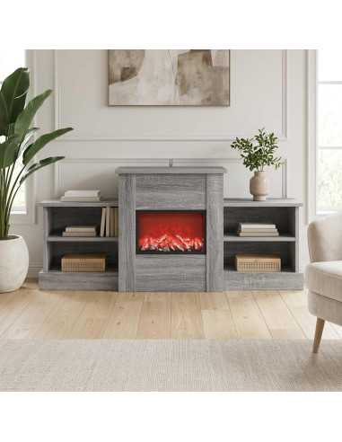 Caminetto elettrico Sonoma grigio 110 x 30 x 50 cm