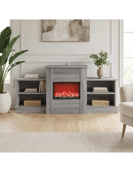 Caminetto elettrico Sonoma grigio 110 x 30 x 50 cm
