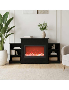 Caminetto elettrico Rovere Nero 140 x 30 x 67 cm