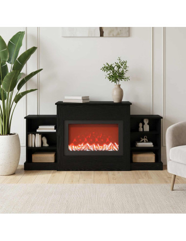 Caminetto elettrico Rovere Nero 140 x 30 x 67 cm