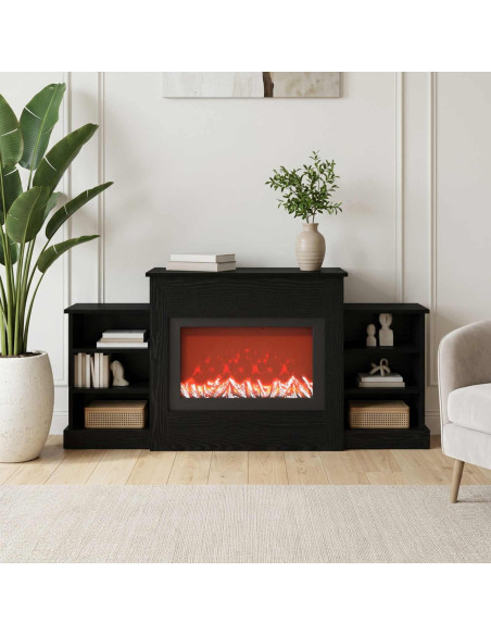 Caminetto elettrico Rovere Nero 140 x 30 x 67 cm