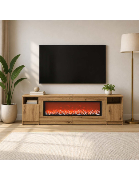 Caminetto elettrico Rovere Artigianale 165 x 28,5 x 47 cm